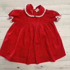 vintage baby girl red and white dress‎ 12 months